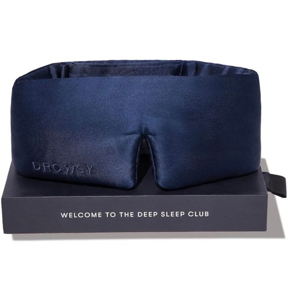 Drowsy Face Hugging Midnight Blue Silk Sleep Mask Brand New Eye Pillow - Picture 1 of 6